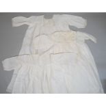 THREE FINE LINEN GOWNS, EACH WITH EMBROIDERED LACE DECORATION [3]