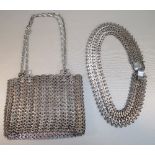 PACO RABANNE VINTAGE "LE 69" CHAINMAIL HAND/SHOULDER BAG WITH ADJUSTABLE STRAP, W: 22.5cm AND