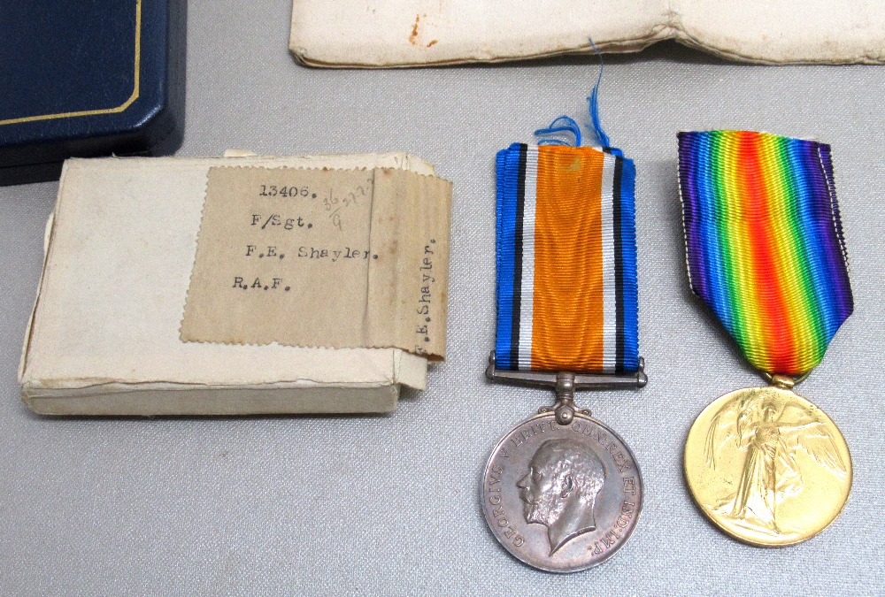 PAIR OF WORLD WAR I MEDALS AWARDED TO 13406 F. SGT. F.E. SHAYLER, RAF, COMPRISING THE WAR MEDAL - Image 2 of 12