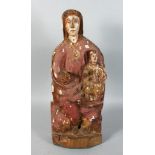 17th-18th CENTURY ITALIAN CARVED WOOD AND PAINTED FLAT BACK MADONNA AND CHILD