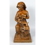 VINCENZO CINQUE (1852-1929) ITALIAN "MOTHER AND CHILD", PATINATED BRONZE, SIGNED (H: 53.4cm)