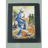 THABO NYELELE, SAXAPHONE PLAYER, SIGNED AND DATED '97, WATERCOLOUR (41cm X 28cm)