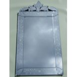 VENETIAN UPRIGHT WALL MIRROR WITH A FLORAL SLIP BORDER AND SHAPED CRESTING (89cm x 48cm)