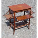 EARLY 20th CENTURY WALNUT TEA TABLE WITH A SHAPED RECTANGULAR AND FOUR FOLDING TIERS AND