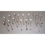 SET OF SIX GEORGE VI SILVER PASTRY FORKS, EACH WITH A FANCY HANDLE, BY R F MOSLEY, SHEFFIELD 1946,