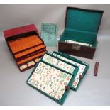 CHINESE GAME OF FOUR WINDS (MAH-JONG) WITH BONE AND BAMBOO PIECES, STICKS AND DICE, ETC, WITH