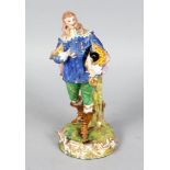 SAMSON, PARIS DERBY FIGURE OF A CAVALIER IN BLUE COAT (H: 23cm APPROX.)