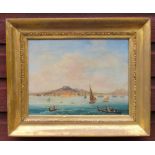 AFTER CANELLA, BAY OF NAPLES WITH VESUVIUS IN THE BACKGROUND, OIL ON CANVAS (23.5cm x 31.5cm)