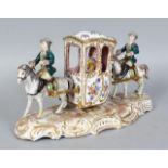 SAMSON, PARIS GROUP OF TWO MEN ON HORSES CARRYING A SEDAN CHAIR (H: 28cm APPROX.)