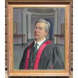 EDWIN GREENMAN (1909-2003) PORTRAIT OF DR. KENNETH BISS, ½ LENGTH, OIL ON CANVAS, SIGNED AND