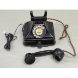 GPO BLACK BAKELITE TELEPHONE RECEIVER WITH DRAWER BELOW, ADAPTED FOR CURRENT USE, No. 1/232F PL 51/2