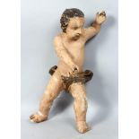 PAIR OF 18th CENTURY ITALIAN CARVED WOOD PAINTED CHERUB (H: 48cm)