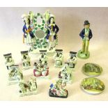 VICTORIAN STAFFORDSHIRE WATCHSTAND FLANKED BY TWO FIGURES (H: 28cm), STAFFORDSHIRE DOUBLE FIGURE "