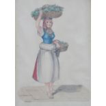 FRENCH SCHOOL, TWO STUDIES OF PEASANT COSTUME, HAND COLOURED ENGRAVINGS DATED 1804 AND 1805 (30cm