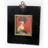 ENGLISH SCHOOL 19TH CENTURY, MINIATURE PORTRAIT OF A WOMAN, SEATED AND WEARING AN OSTRICH FEATHER