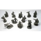 SET OF TWELVE FRANKLIN MINT CAST PEWTER CRIES OF LONDON BY JOHN PINCHES, 1977 (H. 10 CM AVERAGE)