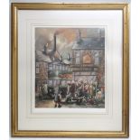 AFTER B. J. GORDON, NORTHERN TOWN SCENES WITH FIGURES, SIGNED IN PENCIL IN THE MARGIN, COLOURED