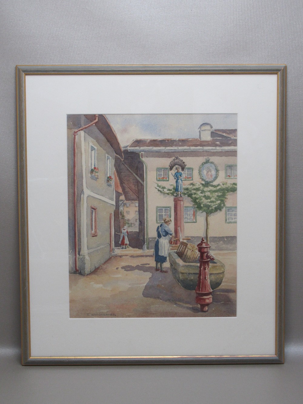 T. HARGREAVES, CONTINENTAL COURTYARD SCENE, WATERCOLOUR (31.2cm x 25.6cm) AND A PENCIL SKETCH OF THE - Bild 2 aus 9