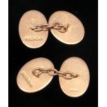 PAIR OF 9 CT GOLD OVAL CUFF LINKS, BIRMINGHAM, 1914, 13.8 GRAMS