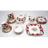 ROYAL STANDARD 'LADY FAYRE' PART TEASET COMPRISING TEAPOT WITH LID X 1, MILK JUG X 1, TEA CUPS X