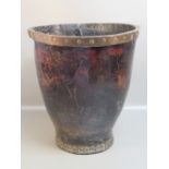 VICTORIAN LEATHER FIRE-BUCKET, WITH A COPPER BANDED RIVETED RIM, RIVETTED SIDE AND BASE (H. 30.5