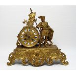 LATE 19TH CENTURY FRENCH MANTLE CLOCK, CIRCULAR DIAL ENCLOSING AN 8 DAY MOVEMENT STRIKING ON A BELL,