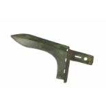 A bronze Ge (dagger axe). A dagger shaped blade made of bronze to be mounted by the tang of the