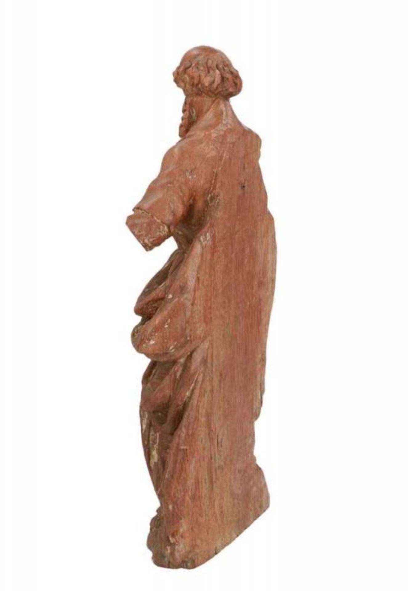 Een eikenhouten sculptuur van een prelaat . Verm. Frankrijk, 18e eeuw. H. 44 cm. - Image 2 of 5
