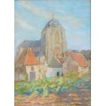 Willem F.A.I. Vaarzon Morel (1868-1955) 'De Grote Kerk van Veere', gesigneerd r.o., pastel. Afm.