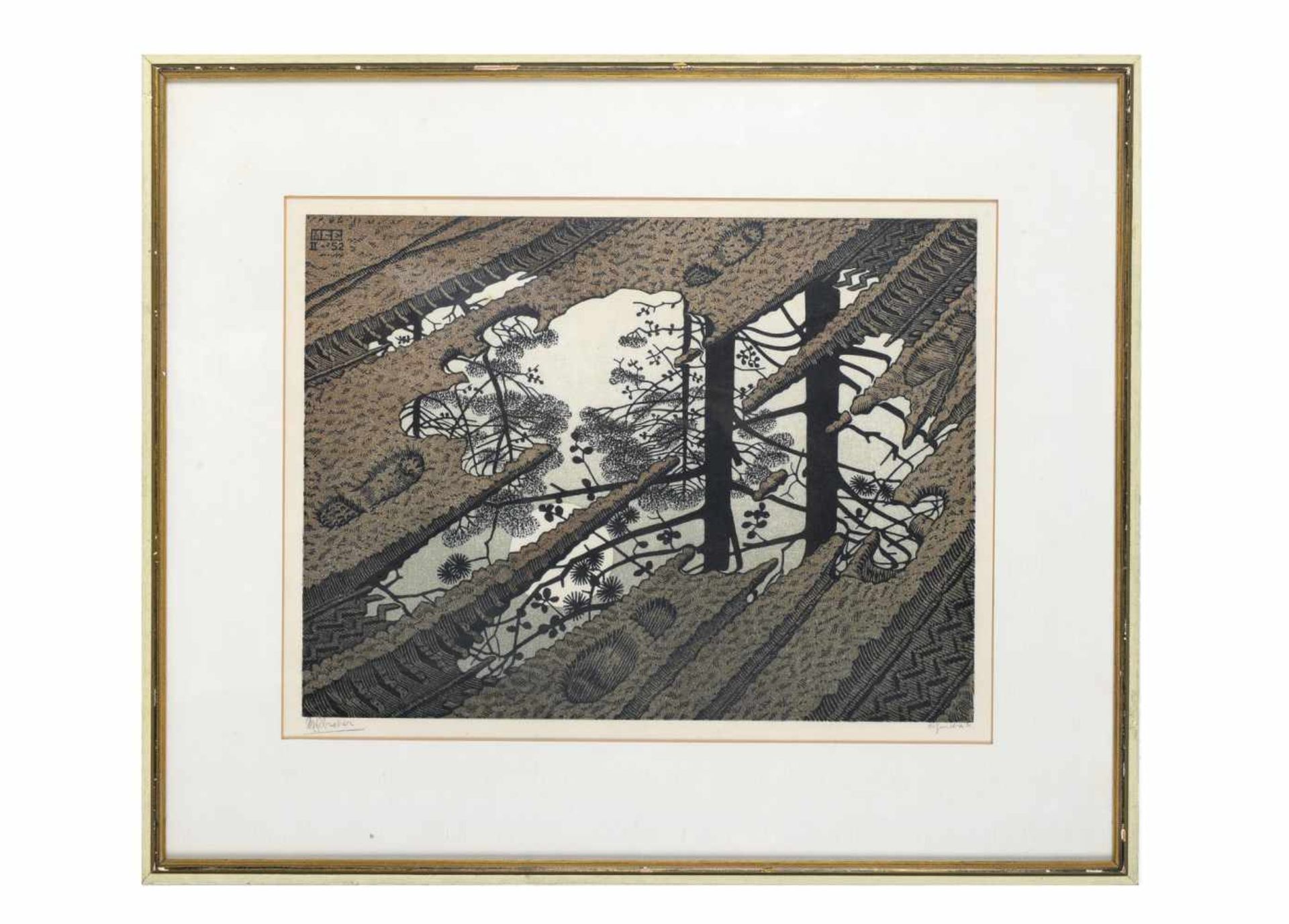 Maurits Cornelis Escher (1898-1972) 'Modderplas', gesigneerd l.o., 'eigen druk' r.o., februari 1952, - Image 2 of 8