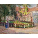 Willem F.A.I. Vaarzon Morel (1868-1955) 'Markt in Veere', gesigneerd l.o., doek. Afm. 54,5 x 68 cm.