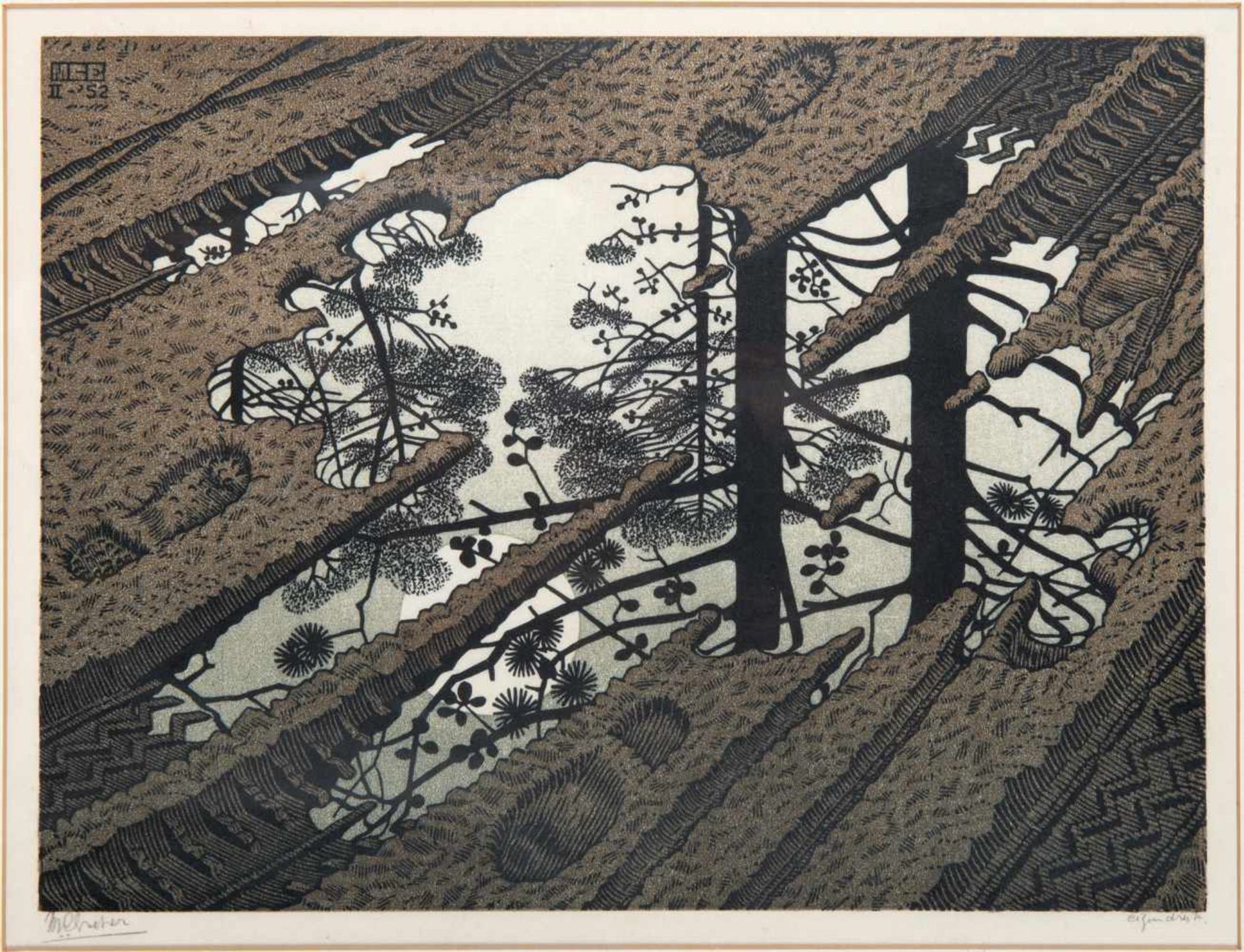 Maurits Cornelis Escher (1898-1972) 'Modderplas', gesigneerd l.o., 'eigen druk' r.o., februari 1952, - Image 8 of 8