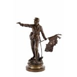 Bronzen sculptuur 'La défense du Drapeau'. Gesigneerd C. Anfrie. H. 50 cm.