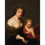 Paulus Moreelse (1571-1638) Toegeschreven aan, 'Moeder en kind, afgebeeld als Venus en Amor',