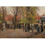 Gerard Jacobs (1865-1958) 'De Vismarkt te Middelburg', gesigneerd r.o., doek. Afm. 40,5 x 56 cm.