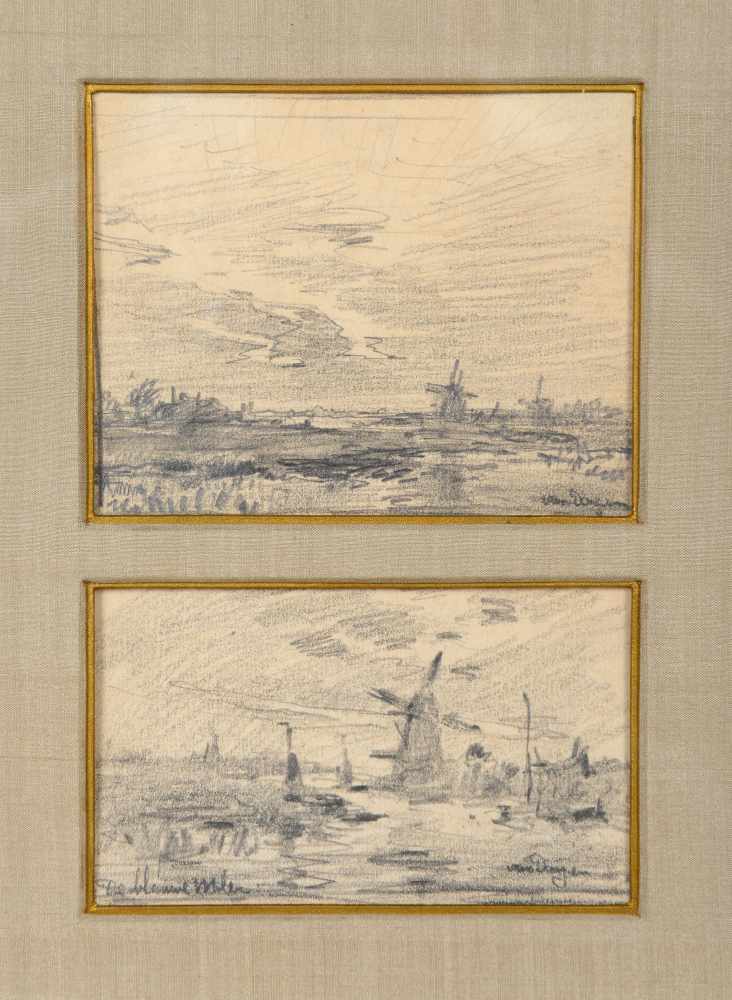 Kees van Dongen (1877-1968) 'Molengezicht', gesigneerd r.o., twee potloodtekeningen. Afm. 8 x 10 - Image 3 of 4