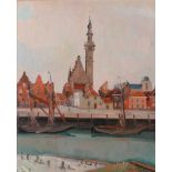 Alphonsus Josephus van Dijck (1894-1979) 'Haven van Veere', gesigneerd r.o., gedoubleerd. Afm. 60