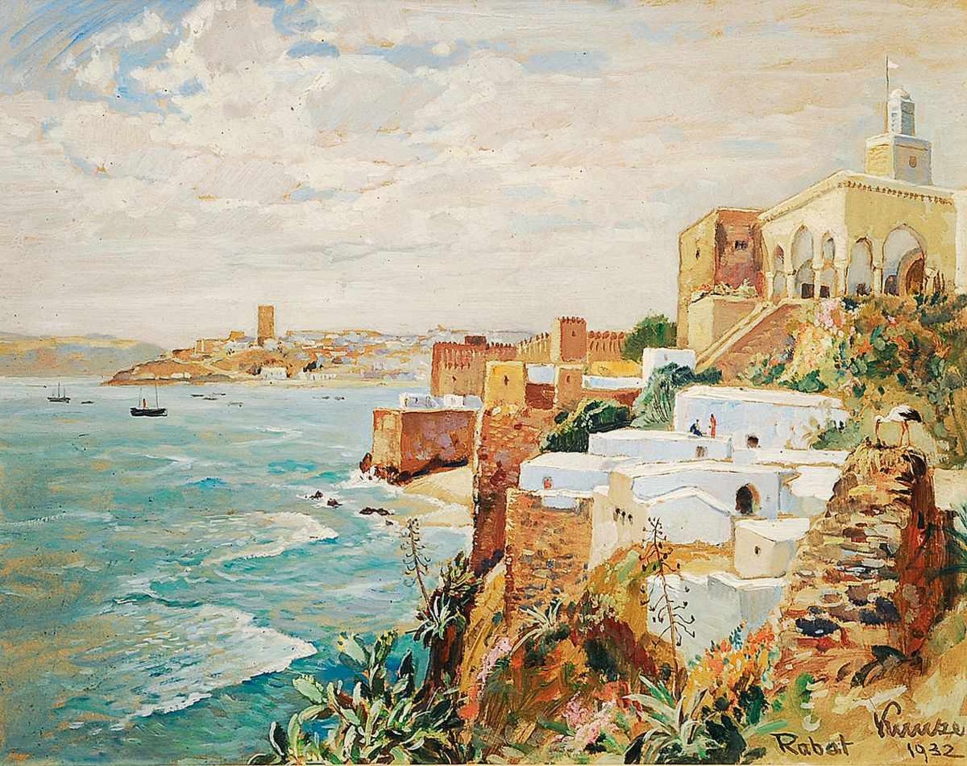 Alfred Kunze (Chemnitz 1866 - Chemnitz 1943) Ansicht von Rabat Öl/Karton, 39 x 49 cm, r. u. sign. u.