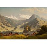 Karl Christian Wymann-Mory (Lützelflüh 1836 - Clarens 1898) Adelboden mit Wildstrubel Öl/