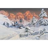 Alois Arnegger (Wien 1879 - Wien 1967) Alpenglühen am Kalkkögel im Stubaital Öl/Lw., 70,5 x 100