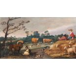 Niederländischer Meister tätig 18. Jh. Weidelandschaft mit Hirten und Tieren Öl/Holz, 41,5 x 71,5