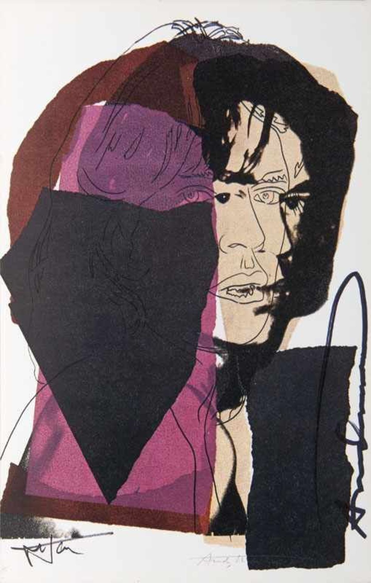 Andy Warhol (Pittsburgh 1928 - New York 1987) Mick Jagger Um 1975, Farboffset, 15,5 x 10 cm, r. u.