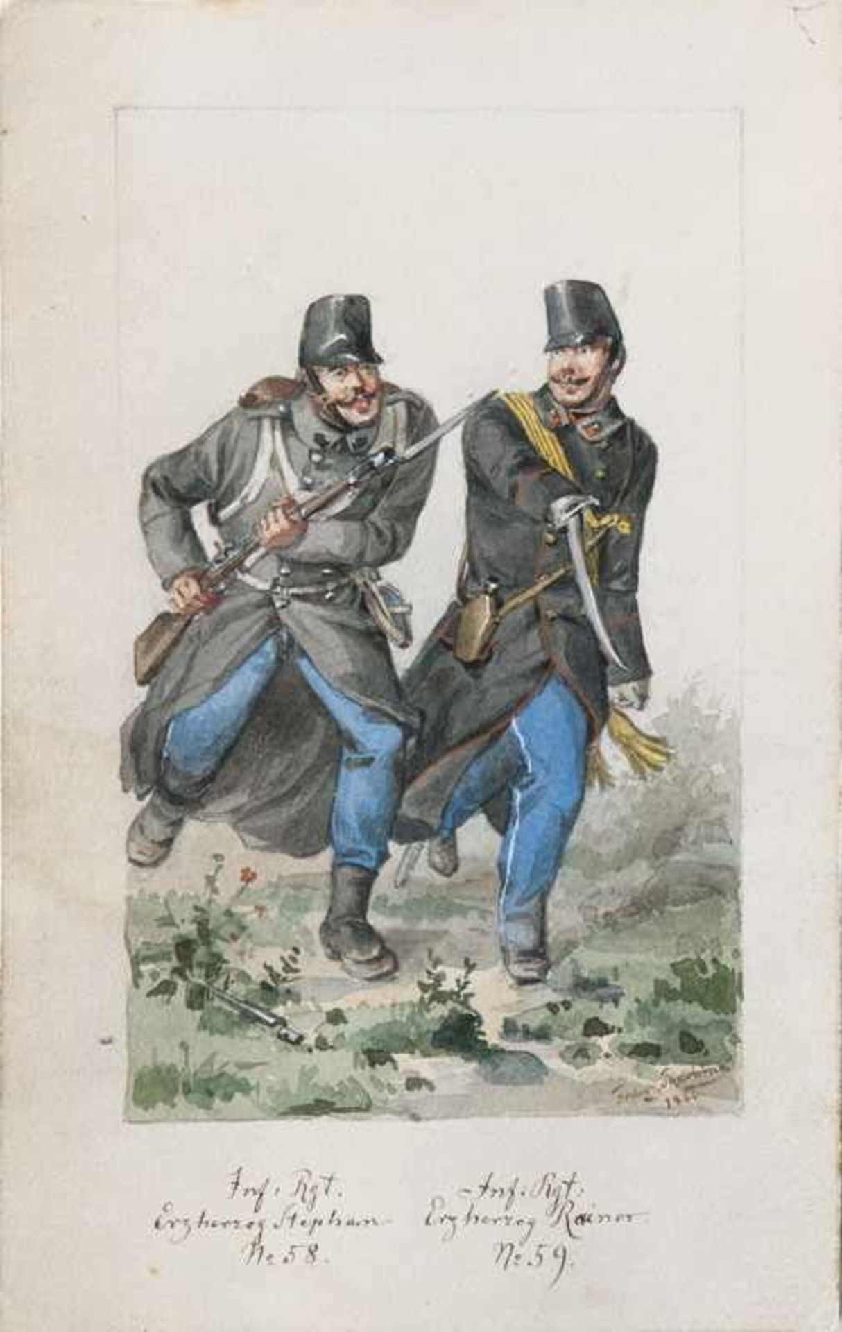 Franz Skarbina (Berlin 1849 - Berlin 1910) Paar Gegenstücke: Infanteristen und Generäle in Uniform