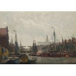 Hans von Bartels (Hamburg 1856 - München 1913) Belebter niederländischer Hafen Öl/Lw., 80 x 105