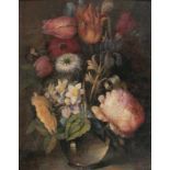 Niederländischer Meister tätig 18. Jh. Blumen in einer Vase Öl/Lw./Karton, 30 x 27 cm. - Dutch
