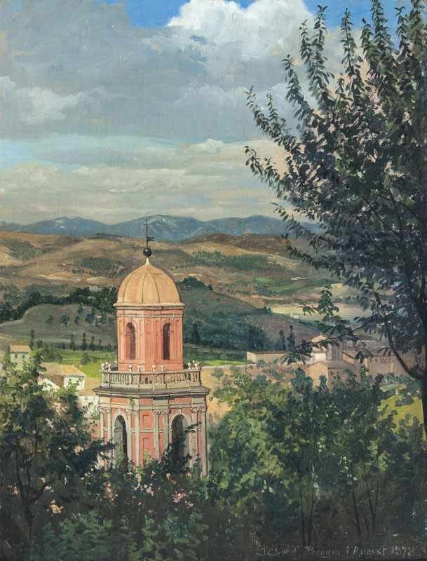 Frederik Christian Lund (Kopenhagen 1826 - Kopenhagen 1901) Perugia Öl/Lw./Karton, 41,5 x 33 cm,