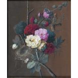 Jan Frans van Dael (Antwerpen 1764 - Paris 1840) Bouquet mit Blüten, Vogelnest und Insekten Tempera,