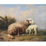 Eugène Verboeckhoven (Warneton 1799 - Brüssel 1881) Lamm und Mutterschaf Öl/Holz, 34 x 40 cm, l.