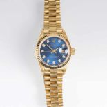 Rolex reg. 1908 Damen-Armbanduhr 'Oyster Perpetual Lady Datejust' mit Diamanten 1992. 18 kt. GG,