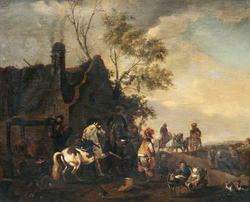 Philips Wouwerman (Haarlem 1619 - Haarlem 1668), in der Art des Beim Hufschmied 2. Hälfte 17. Jh.,